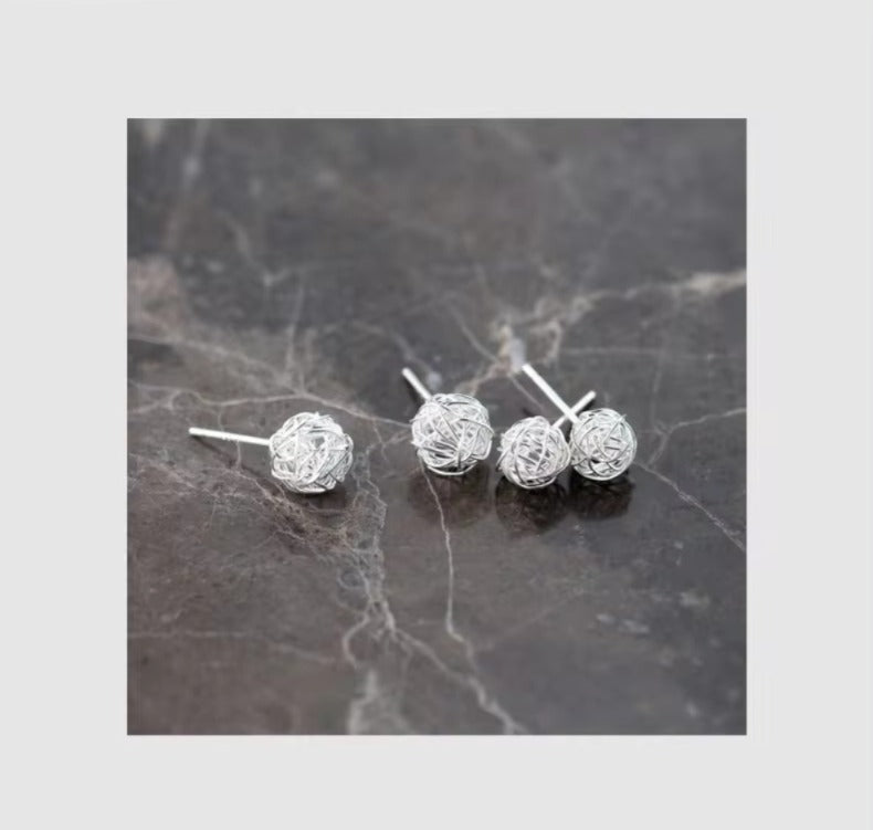 Venta caliente redondo Clew línea Stud pendientes 925 plata esterlina encanto Simple