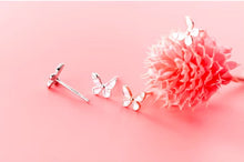 Cargar imagen en el visor de la galería, pendientes de tuerca de mariposa de baile para mujer, de esmalte de 925 Plata de ley