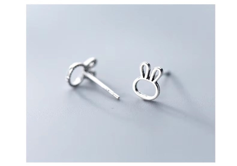 pendientes de plata de ley 100% para niña y niño, aretes pequeños y sencillos de conejo