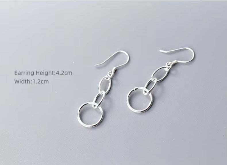 pendientes de plata de ley 925 para mujer, aretes colgantes, redondos, ovalados