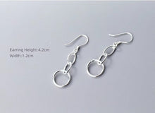 Load image into Gallery viewer, pendientes de plata de ley 925 para mujer, aretes colgantes, redondos, ovalados