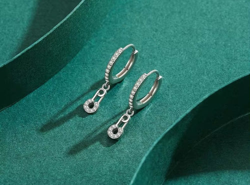 pendientes de plata de ley 100% con Circonia cúbica para mujer