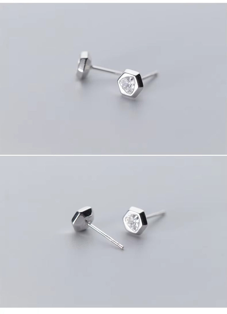 pendientes de plata de ley 100% con forma hexagonal para mujer