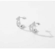 Load image into Gallery viewer, pendientes de plata de ley 925 auténtica para mujer, aretes con tuerca de circonia cúbica transparente
