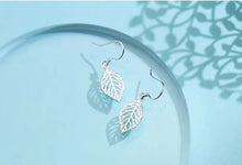 Load image into Gallery viewer, Pendientes de gota de hojas de árbol para mujer, Plata de Ley 100% 925 auténtica