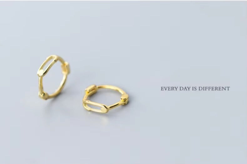 pendientes de plata de ley 925 con Elipse para mujer, aretes de aro geométricos