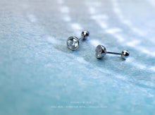 Load image into Gallery viewer, pendientes de plata de ley 925 con zirconia cúbica, joyería con cierre de tipo tuerca, para mujeres