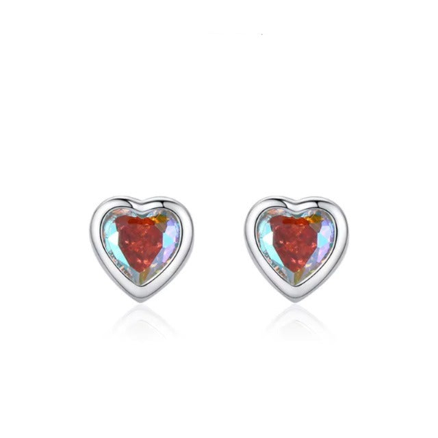 pendientes de plata de ley 925 con forma de corazones pequeños