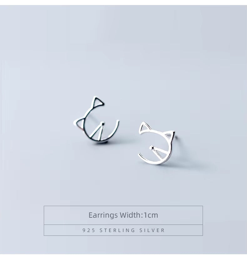 pendientes de tuerca con Forma de cara de gato para mujer y niña, joyería Coreana