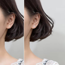 Load image into Gallery viewer, pendientes de plata de ley 925 con forma de flor para mujer, joyería fina con cierre de tuerca