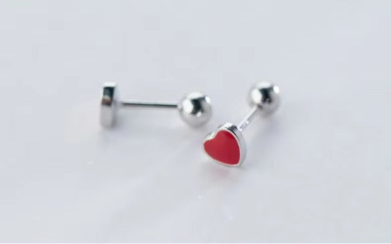 pendientes pequeños de Plata de Ley 925 con corazones románticos para mujeres