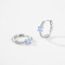 Load image into Gallery viewer, pendientes de aro de Plata de Ley 925 para mujer, aretes con hebillas de oreja de ópalo