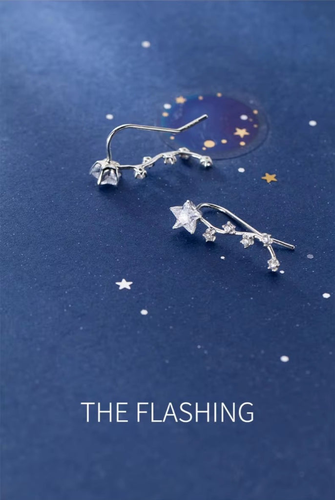 pendientes de plata de ley 925 con estrellas para mujer