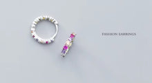 Load image into Gallery viewer, pendientes de aro geométricos de Plata de Ley 925 para mujer