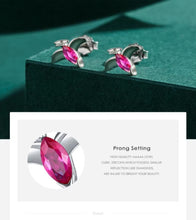 Cargar imagen en el visor de la galería, pendientes pequeños de Plata de Ley 925 para mujer y niño, aretes pequeños de cristal rosa