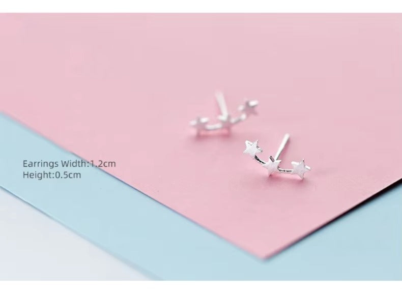 pendientes de plata de ley 925 con estrellas esmeriladas para mujer, aretes de tuerca bonitos