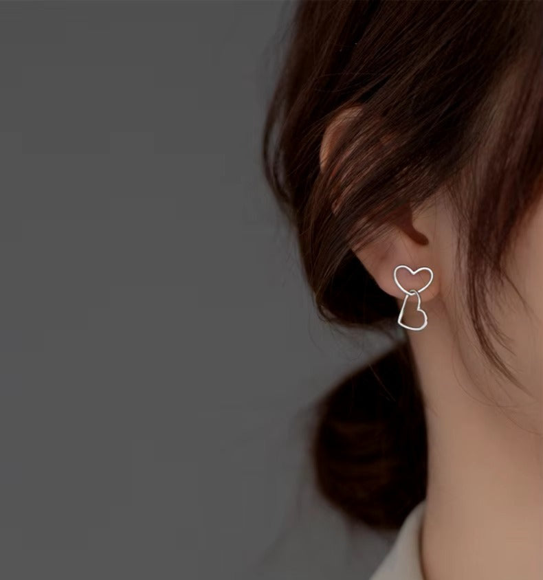 pendientes románticos de corazones a corazón para mujer