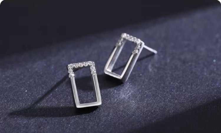 pendientes geométricos de Plata de Ley 925 auténtica para mujer, joyería fina