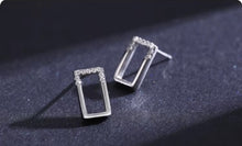 Cargar imagen en el visor de la galería, pendientes geométricos de Plata de Ley 925 auténtica para mujer, joyería fina