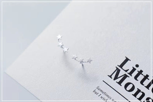 pendientes de plata de ley 925 con estrellas esmeriladas para mujer, aretes de tuerca bonitos