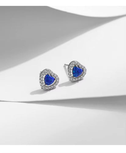 pendientes de plata de ley 925 con corazones brillantes para mujer