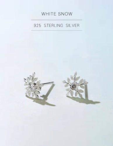 pendientes de plata de ley 925 con forma de copo de nieve