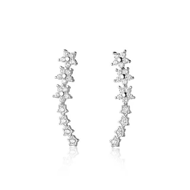 pendientes de plata de ley 925 con forma de flor y estrella para mujer
