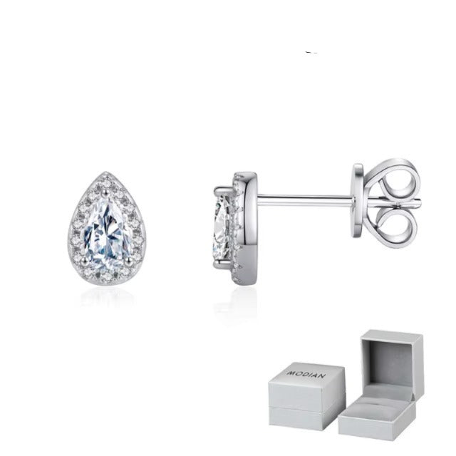 pendientes de plata de ley 925 con forma de pera para mujer