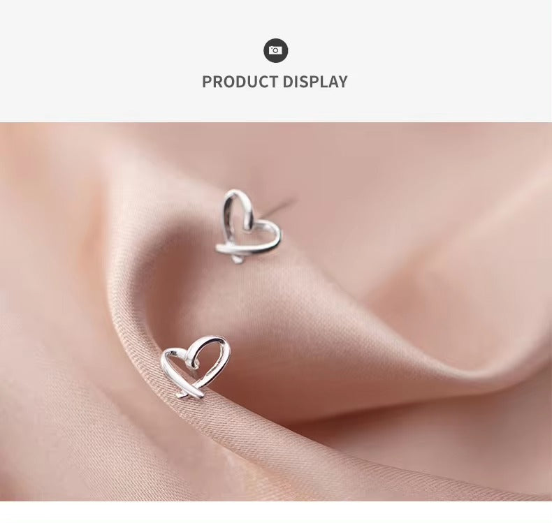 pendientes de plata de ley 925 con diseño de corazones