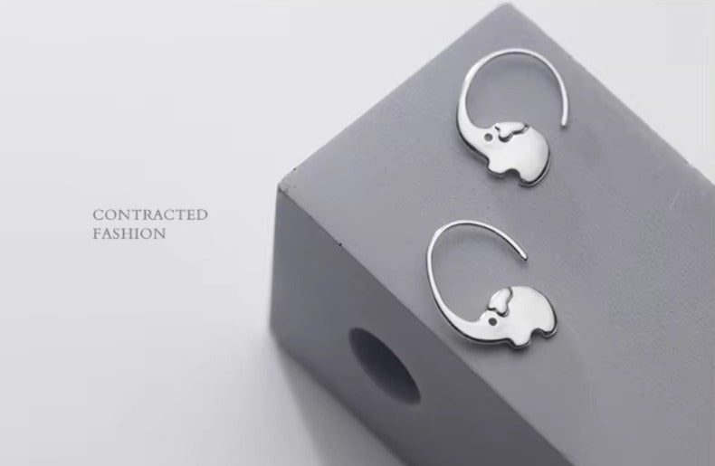 pendientes de plata de ley 925 con forma de elefante, joyería fina, con gancho, para mujer