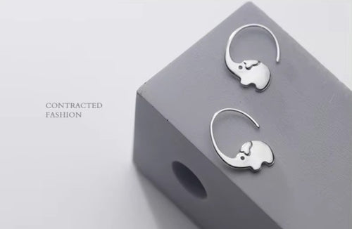 pendientes de plata de ley 925 con forma de elefante, joyería fina, con gancho, para mujer
