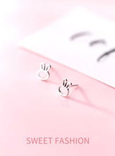 Load image into Gallery viewer, pendientes de plata de ley 100% para niña y niño, aretes pequeños y sencillos de conejo