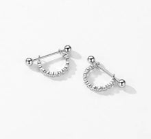 Load image into Gallery viewer, pendientes de aro de Plata de Ley 925 para mujer y niña, aretes redondos y deslumbrantes de circonita transparente