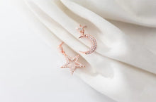 Load image into Gallery viewer, pendientes de plata de ley 925 con forma de luna y Estrella, joyería fina, con brillo