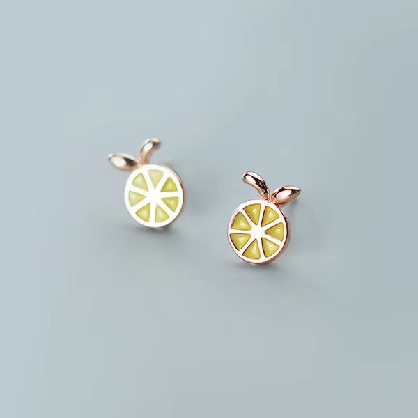pendientes de plata de ley 925 con forma de limón para mujer, aretes con forma de fruta