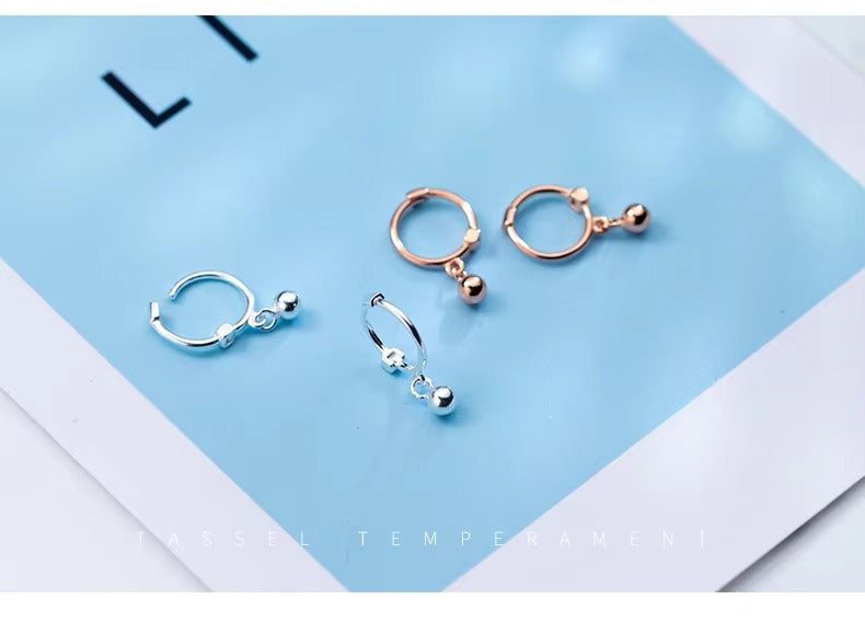 Hot Sale Swing Beads Hoop pendientes clásico exquisito Plata de Ley 925