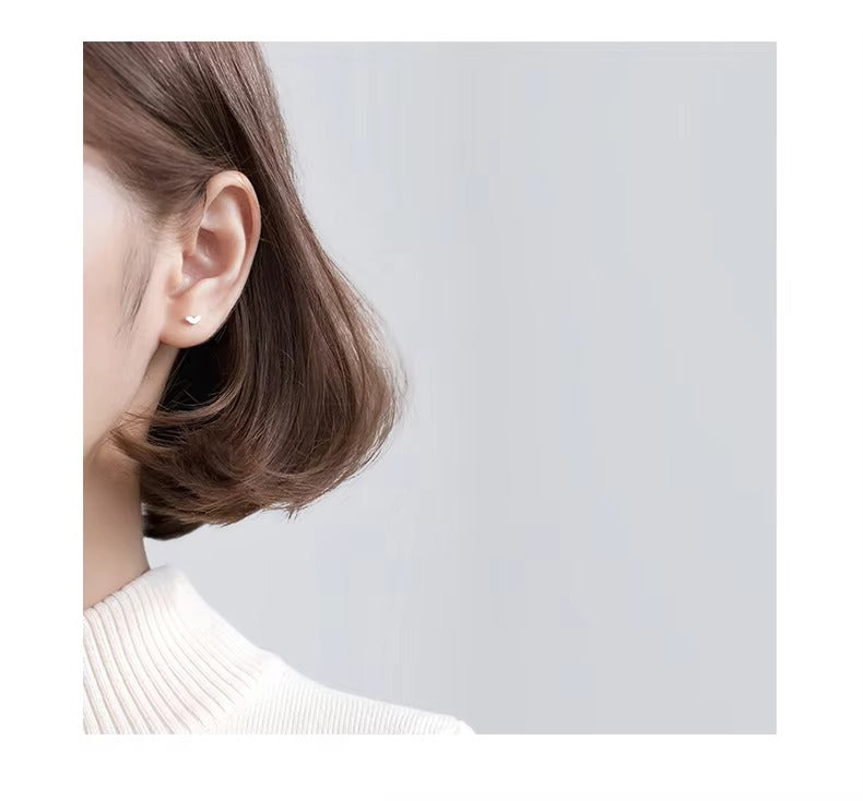pendientes pequeños de plata de ley 2021 con corazones transparentes, joyería coreana, 925