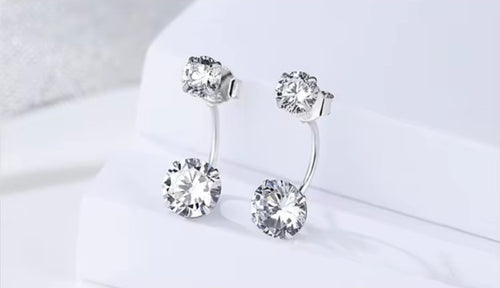 pendientes 2019 Plata de Ley 925 Clear Cubic Zirconia oreja chaqueta para mujer
