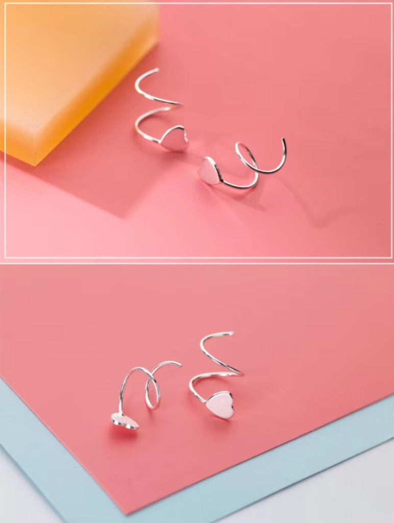 pendientes de plata de ley 925 con diseño geométrico para mujer, joyería fina con diseño de corazones bonitos