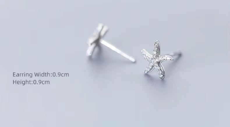 pendientes de plata de ley 925 con forma de estrella de mar
