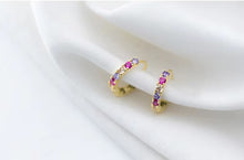 Load image into Gallery viewer, pendientes de aro geométricos de Plata de Ley 925 para mujer