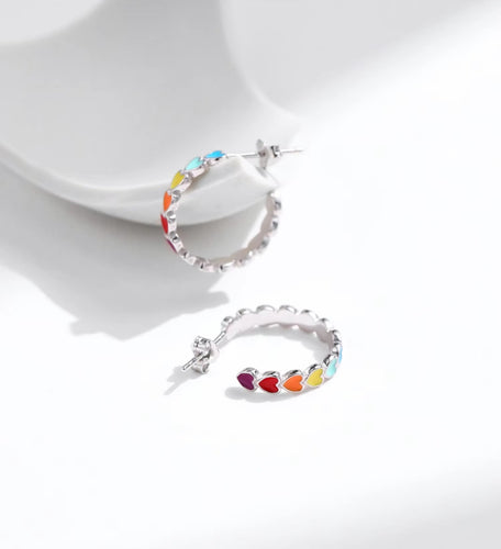 pendientes de plata de ley 925 con forma de C para mujer y niña