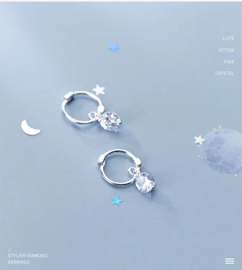 pendientes de plata de primera ley y Circonia cúbica para mujer, aretes, plata esterlina 100%