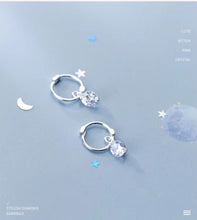 Load image into Gallery viewer, pendientes de plata de primera ley y Circonia cúbica para mujer, aretes, plata esterlina 100%