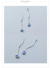 Load image into Gallery viewer, pendientes de gota de Planeta y Luna esmaltados para mujer, cadena larga de Plata de Ley 925