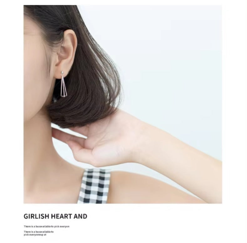 pendientes de plata de ley 925 con forma triangular para mujer