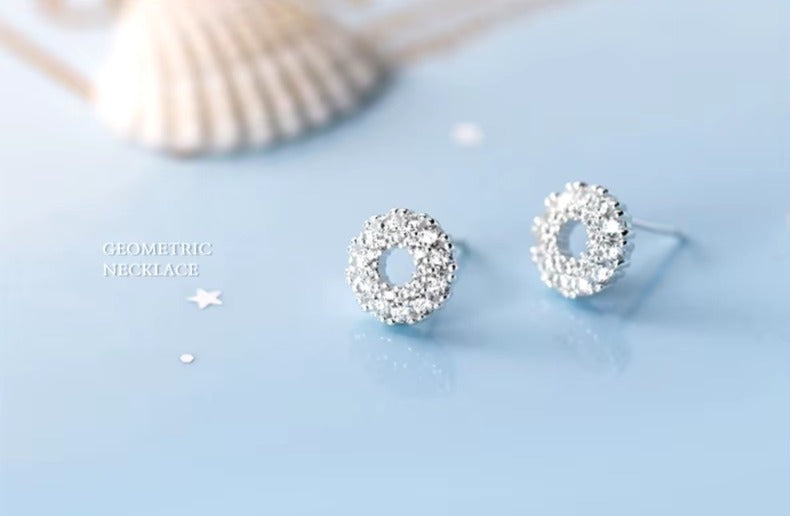 pendientes de plata de ley 925 con circonita radiante para mujer