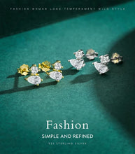 Cargar imagen en el visor de la galería, pendientes geométricos de circonia cúbica para mujer y niña, aretes pequeños de plata de ley 100% 925