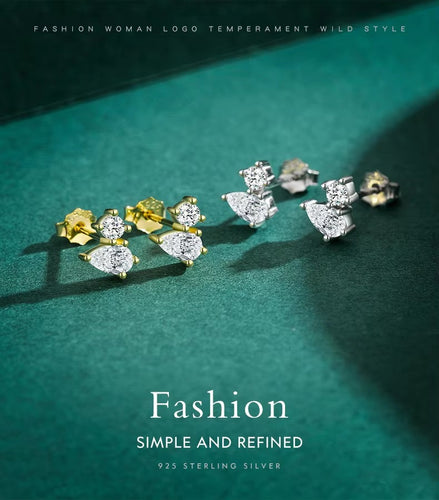 pendientes geométricos de circonia cúbica para mujer y niña, aretes pequeños de plata de ley 100% 925