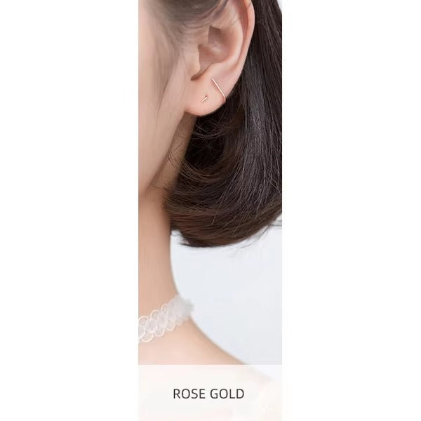 pendientes de plata de ley 925 con diseño de líneas geométricas para mujer, joyería fina, Simple